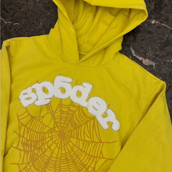 Yellow Sp5der Worlwide Websuit Hoodie - Picture 1 of 3